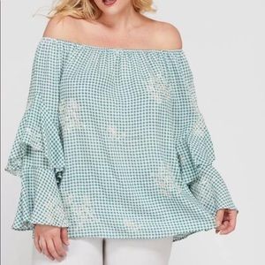 Women’s plus size over the shoulder top